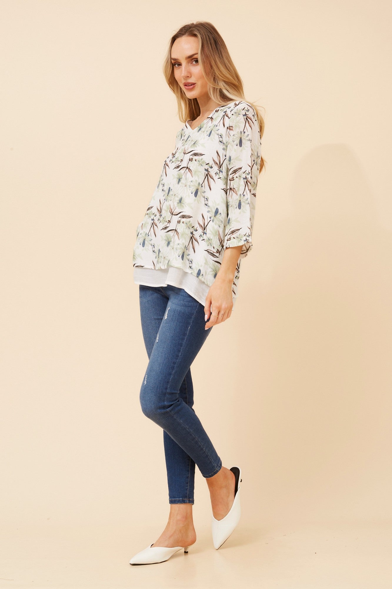 ERIANA FLORAL TOP (Multi Green)