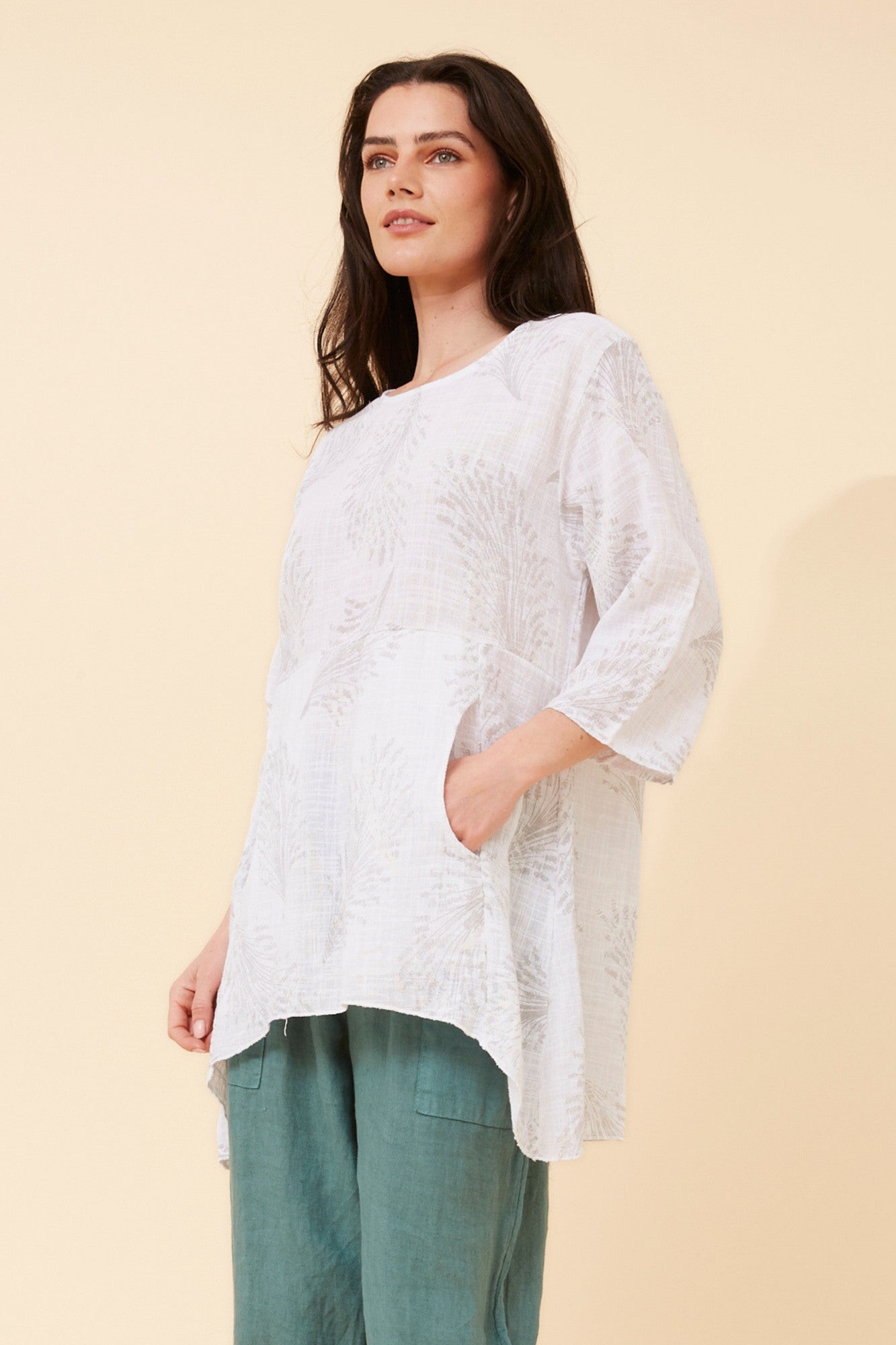 ELOISA ABSTRACT PRINT TOP (Ivory)