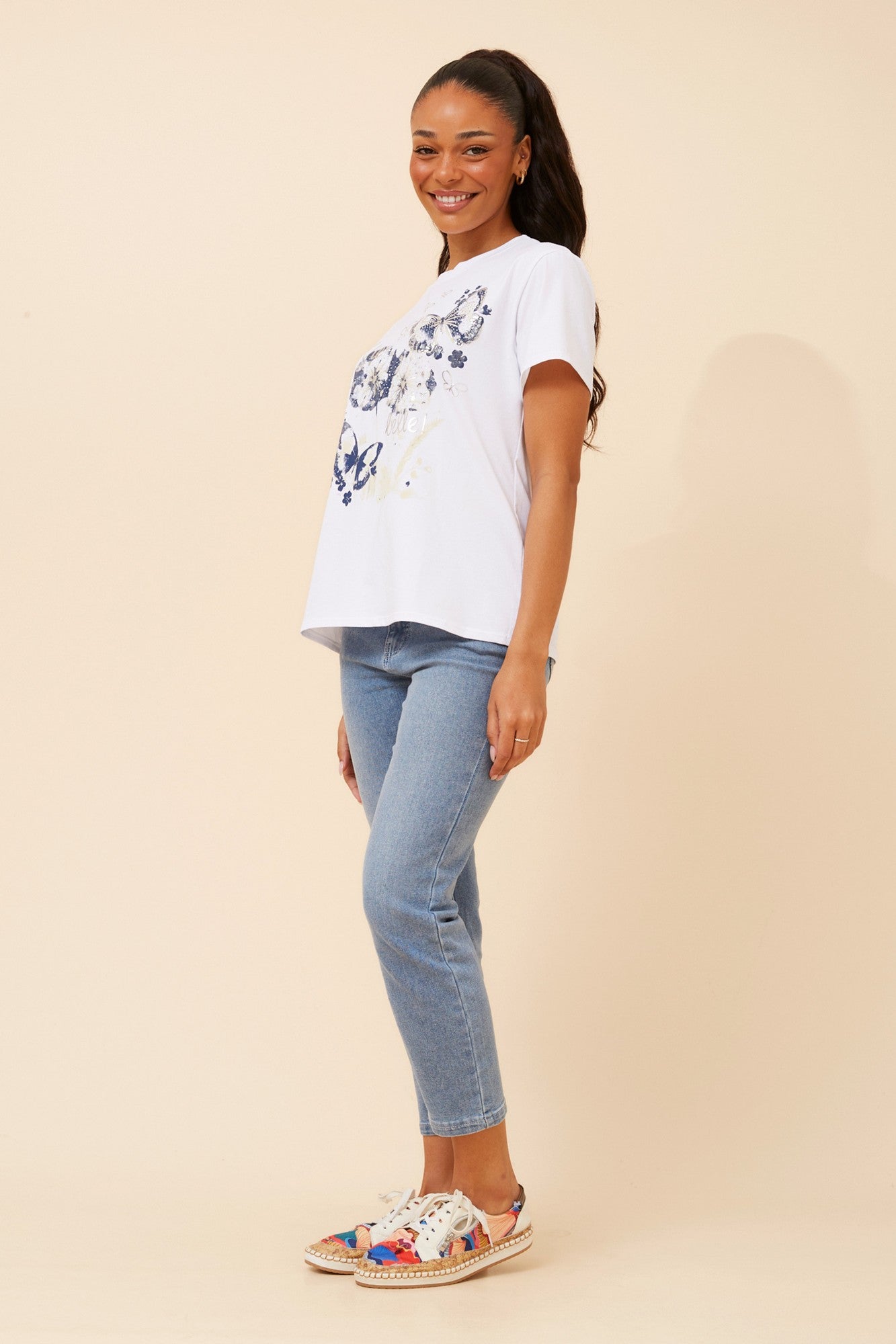 IMILIA BUTTERFLY PRINT T-SHIRT (White)