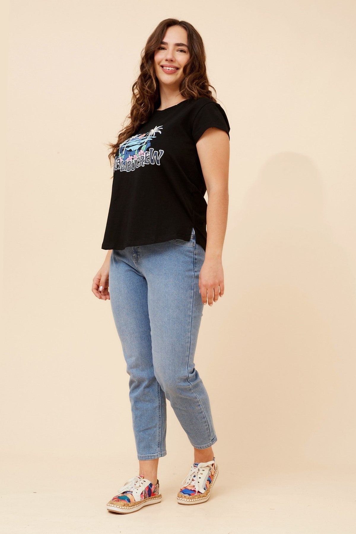 Caroline Morgan Australia COCO GRAPHIC PRINT T-SHIRT (Black)