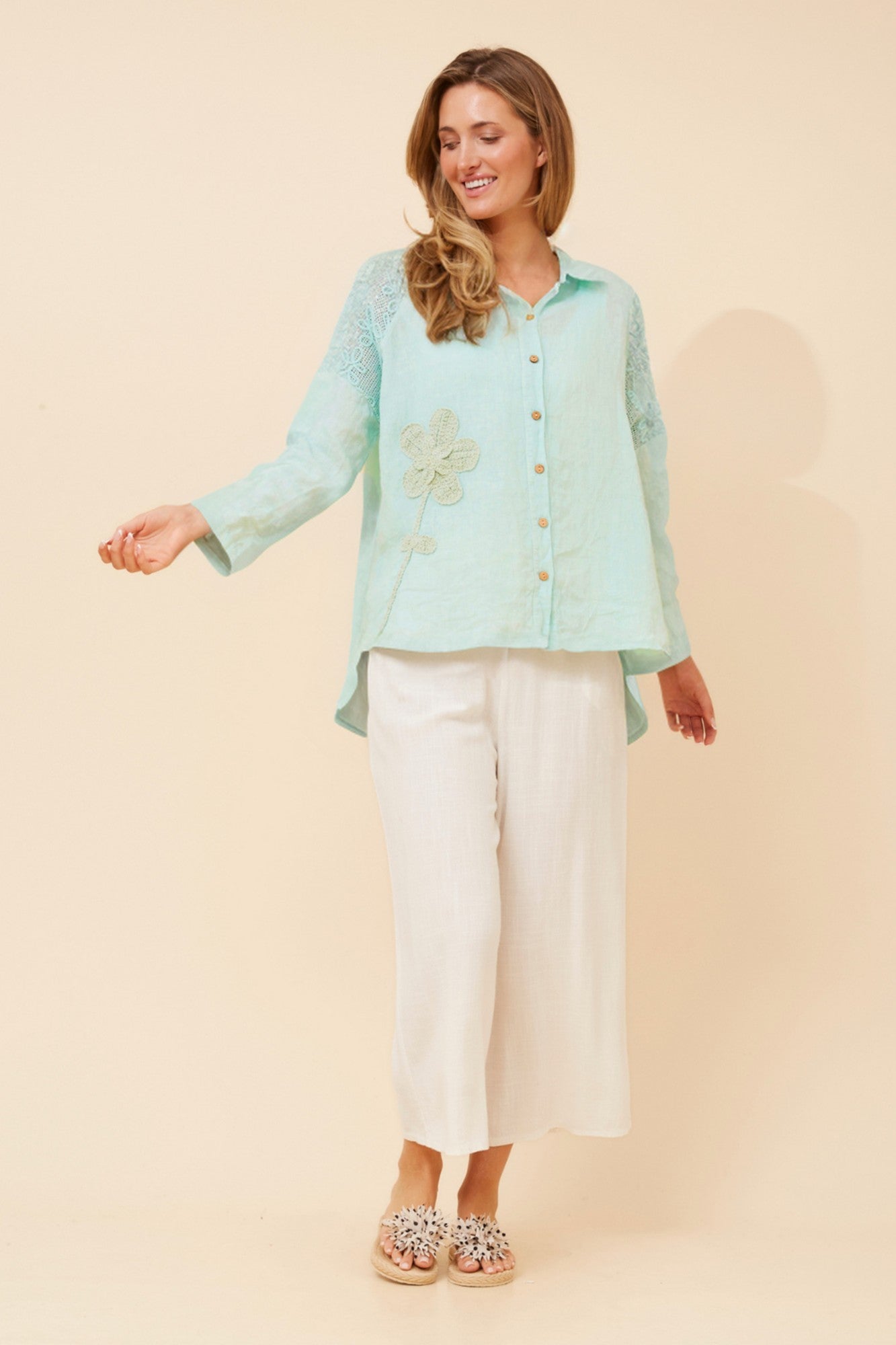 GLORIETTA LINEN SHIRT (Mint)