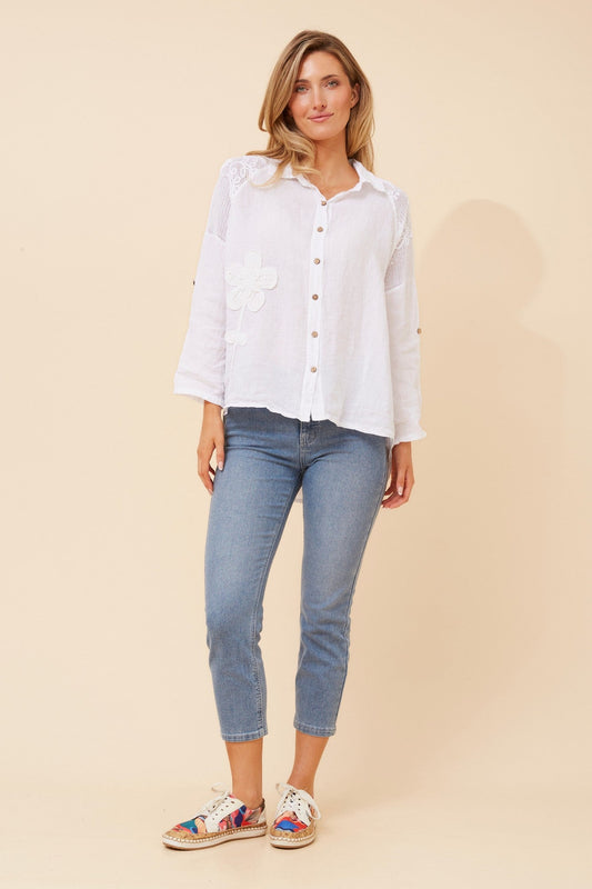 BOTTEGA MODA GLORIETTA LINEN SHIRT (White)