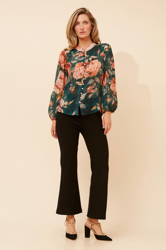 KARSON FLORAL PRINT BLOUSE (Black)