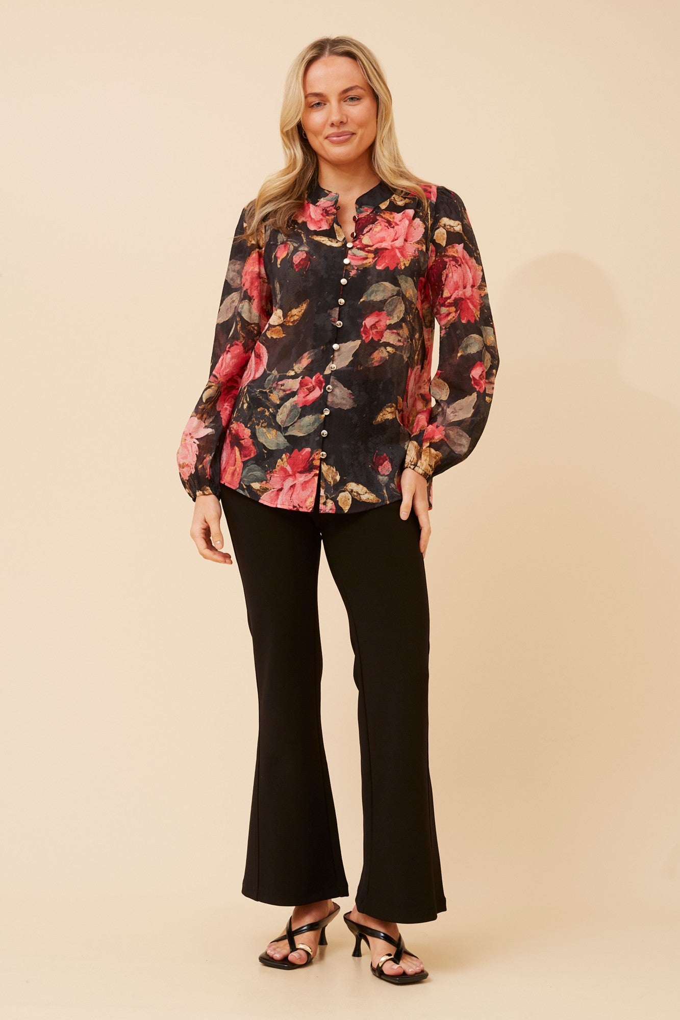 KARSON FLORAL PRINT BLOUSE (Black)
