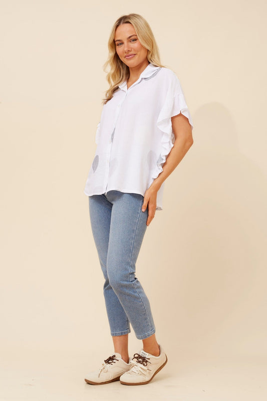 BOTTEGA MODA ORIBELLA POLKA DOT PRINT SHIRT (Navy)