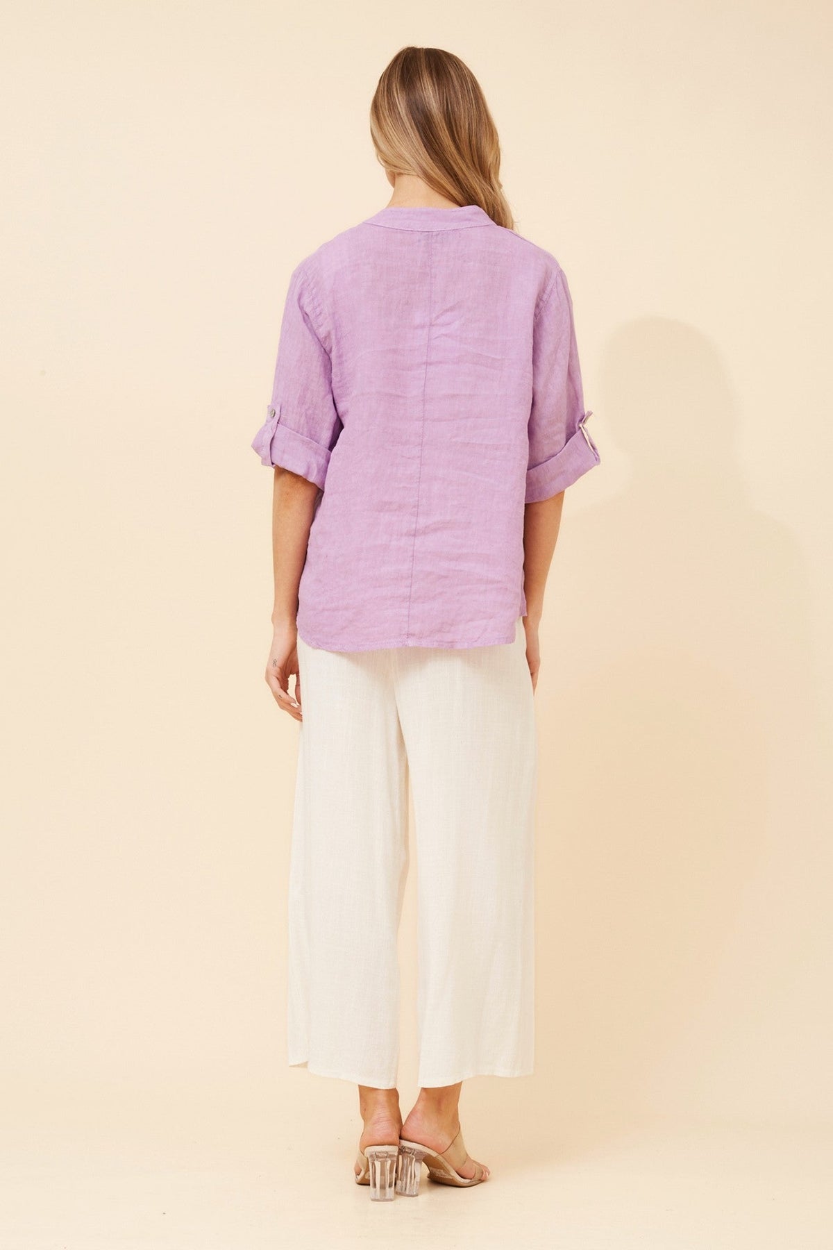BOTTEGA MODA GREGORIA SOLID LINEN TOP (Lilac)