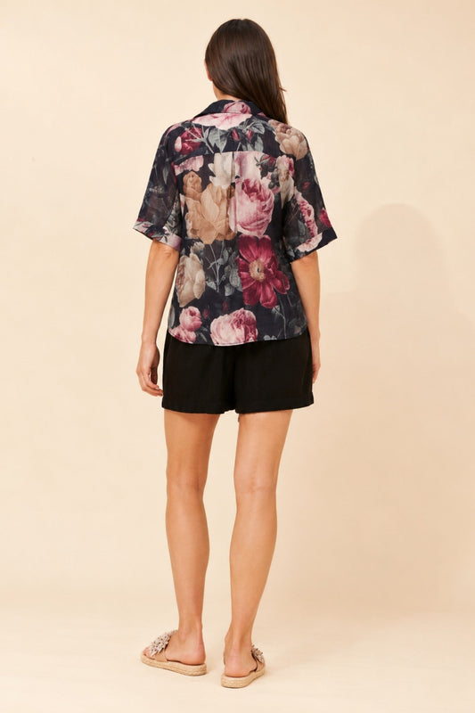 Caroline Morgan Australia ZENAIDA FLORAL SHIRT (Multi Black)