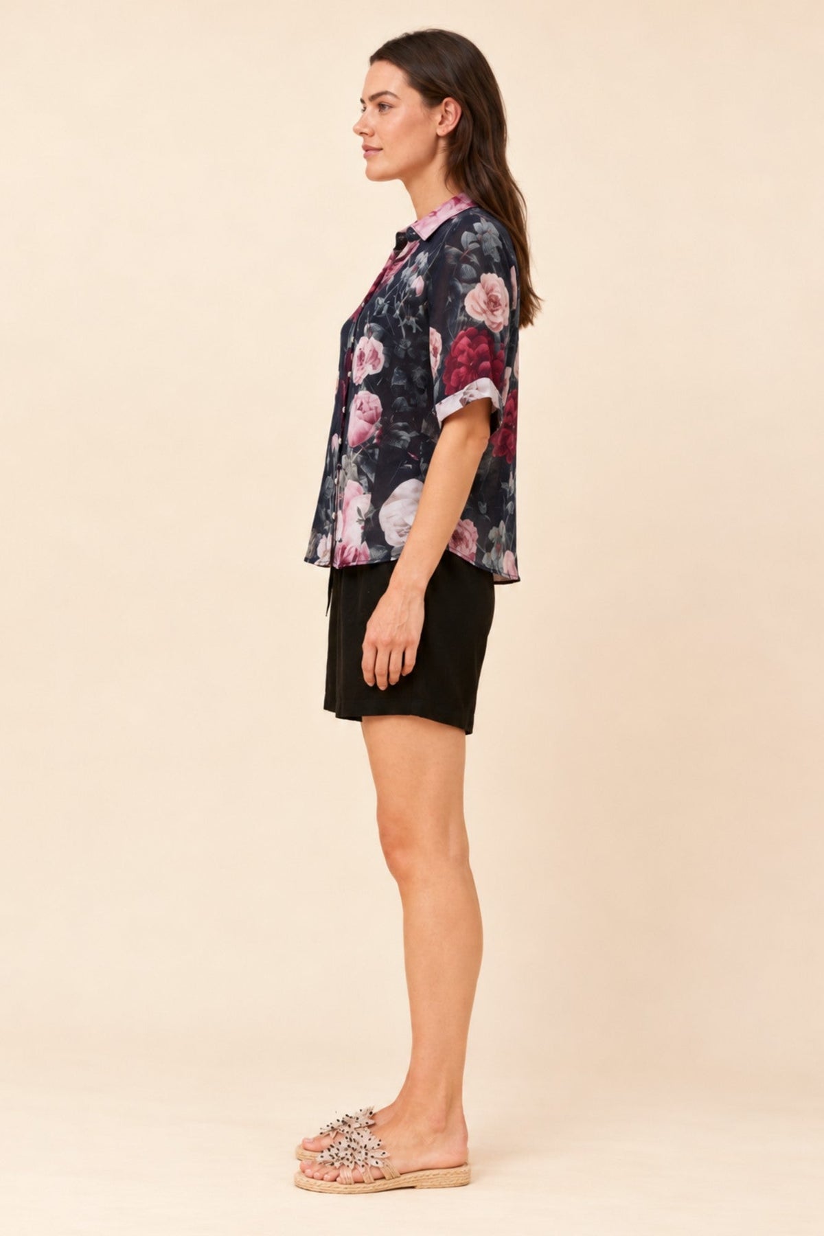 Caroline Morgan Australia ZENAIDA FLORAL SHIRT (Multi Black)
