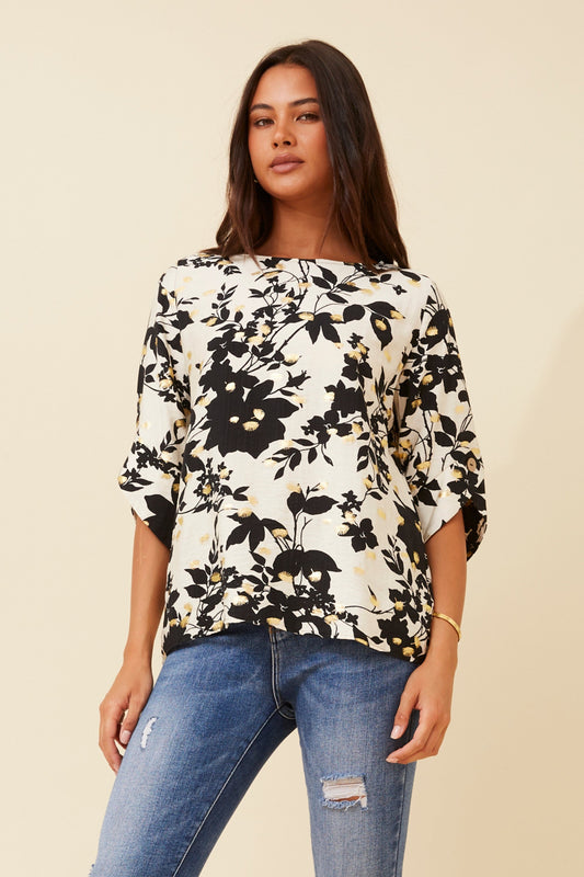 SAMANTHA FOIL PRINT TOP (Ivory)