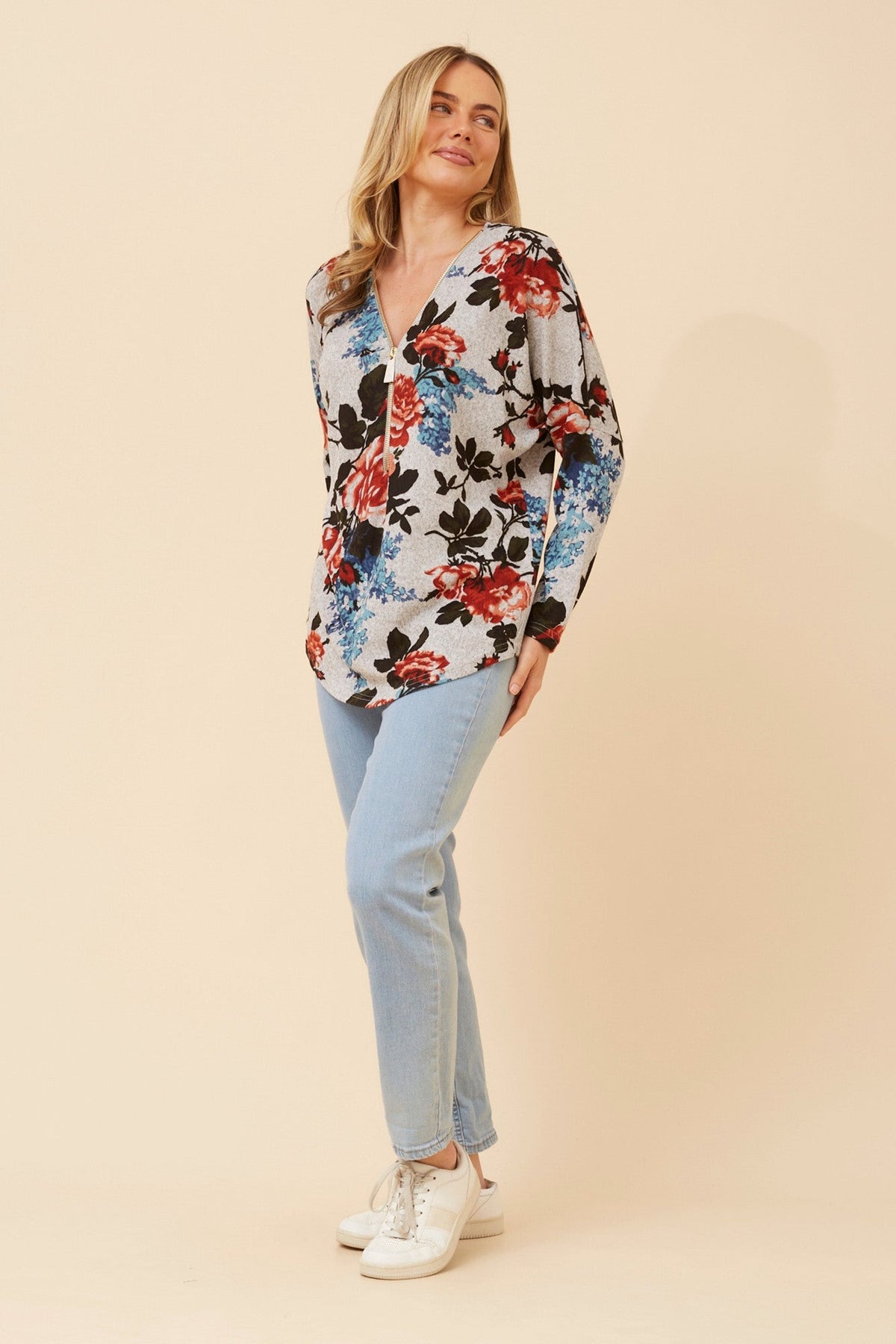 SUVI FLORAL PRINT TOP (Multi Orange)