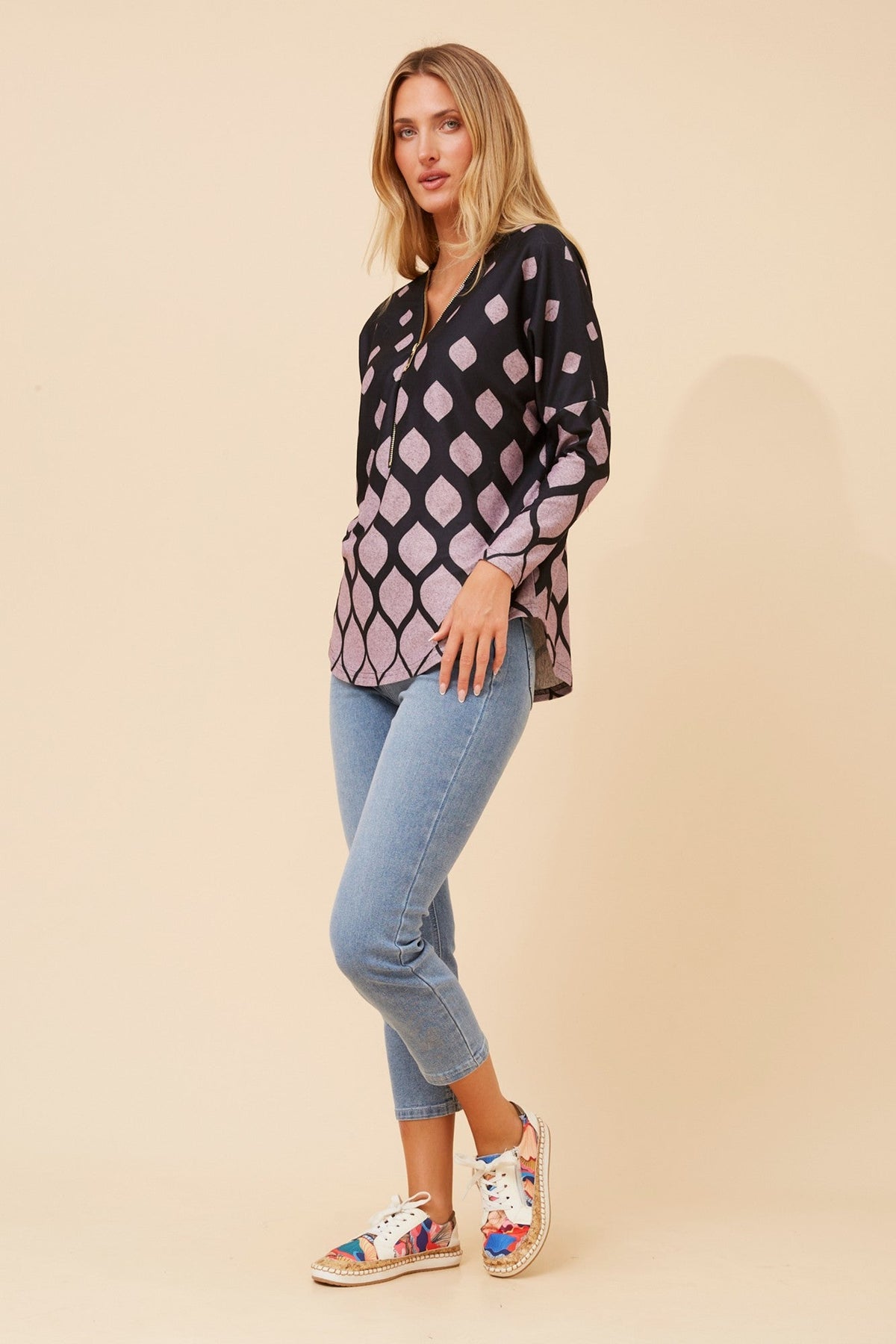 SUVI BORDER PRINT TOP (Multi Pink)