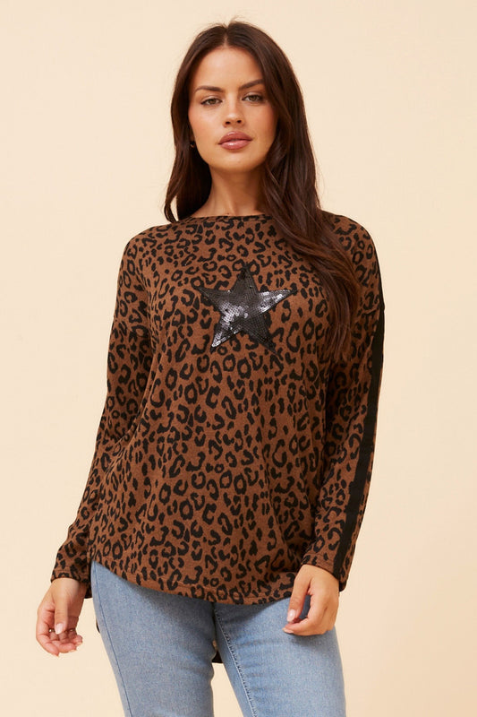 EVA ANIMAL PRINT TOP (Light Grey)