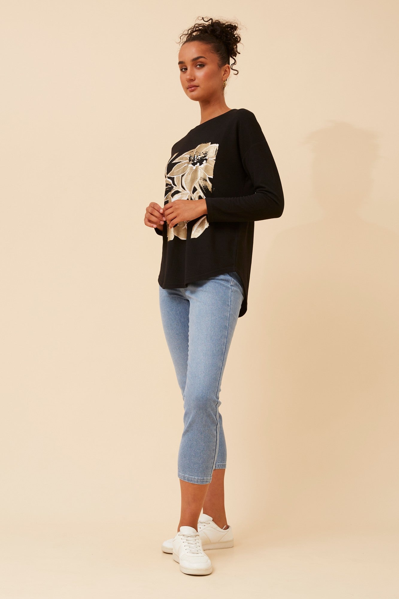 EVA FOIL PRINT TOP (Black)