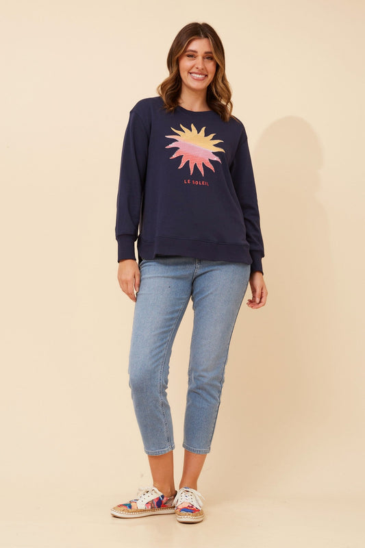 HUDSON GRAPHIC PRINT JUMPER (Light Grey Marl)