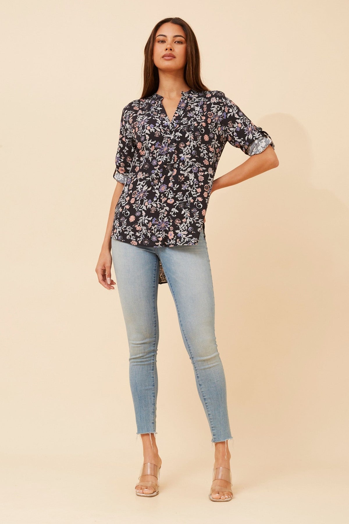 ROMINA FLORAL PRINT BLOUSE (Black)