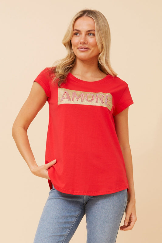 COCO EMBELLISHED T-SHIRT (Red)