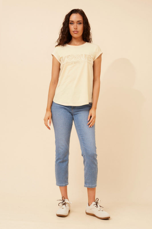COCO EMBELLISHED T-SHIRT (Lemon Sorbet)