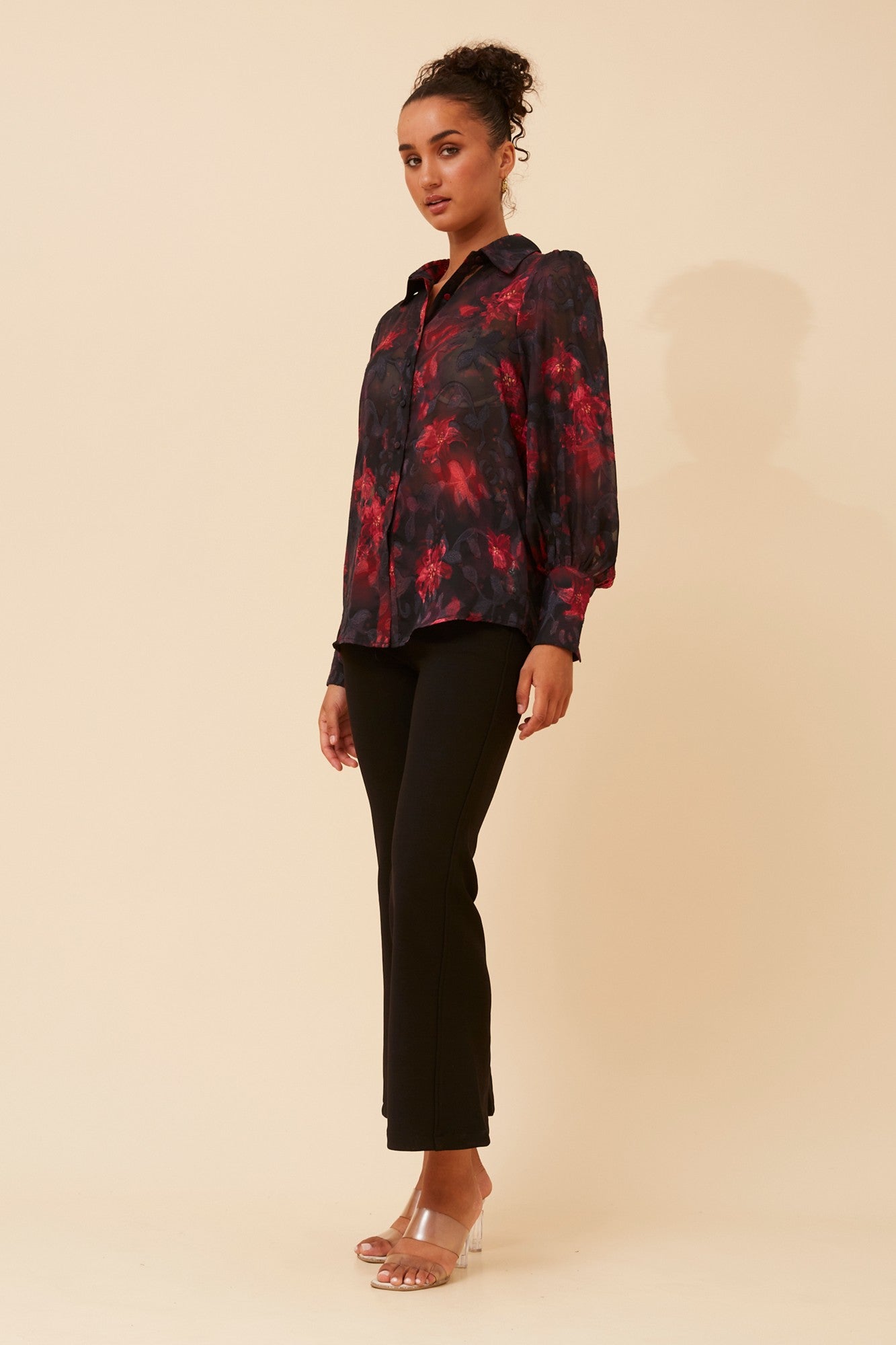 BELLE FLORAL PRINT SHIRT (Rich Red)