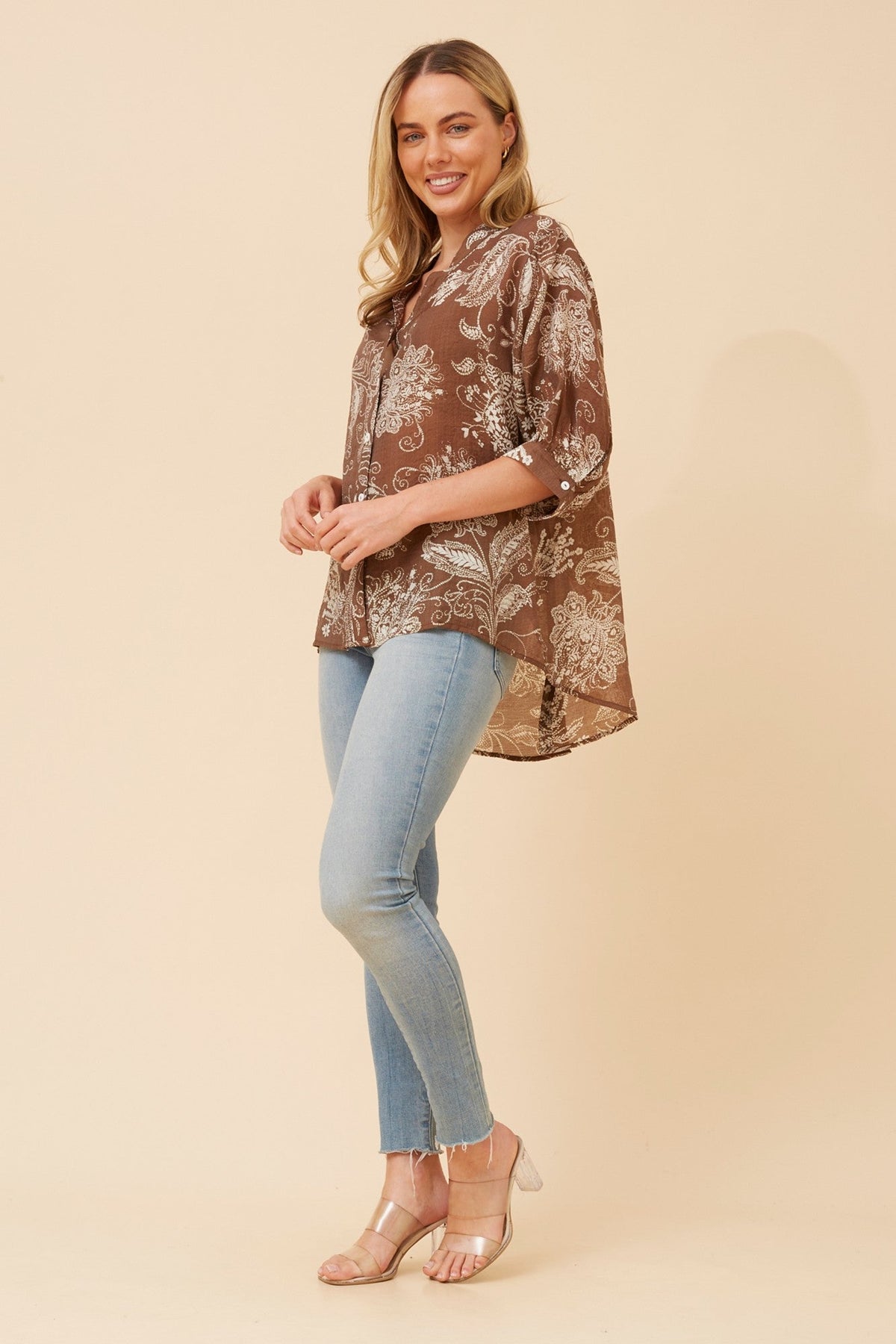 BELINA FLORAL SHIRT (Walnut)