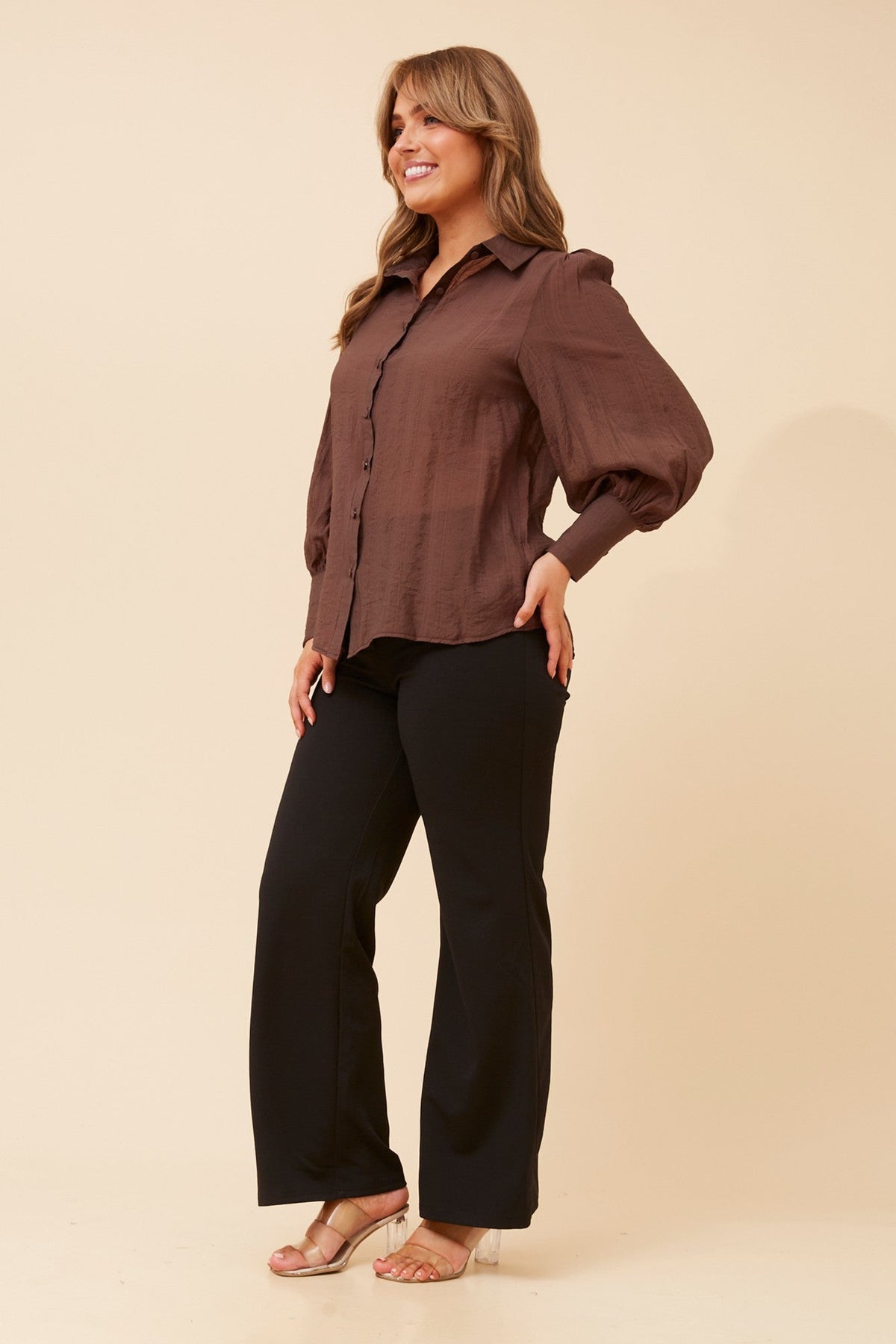 BELLE SOLID SHIRT (Navy)