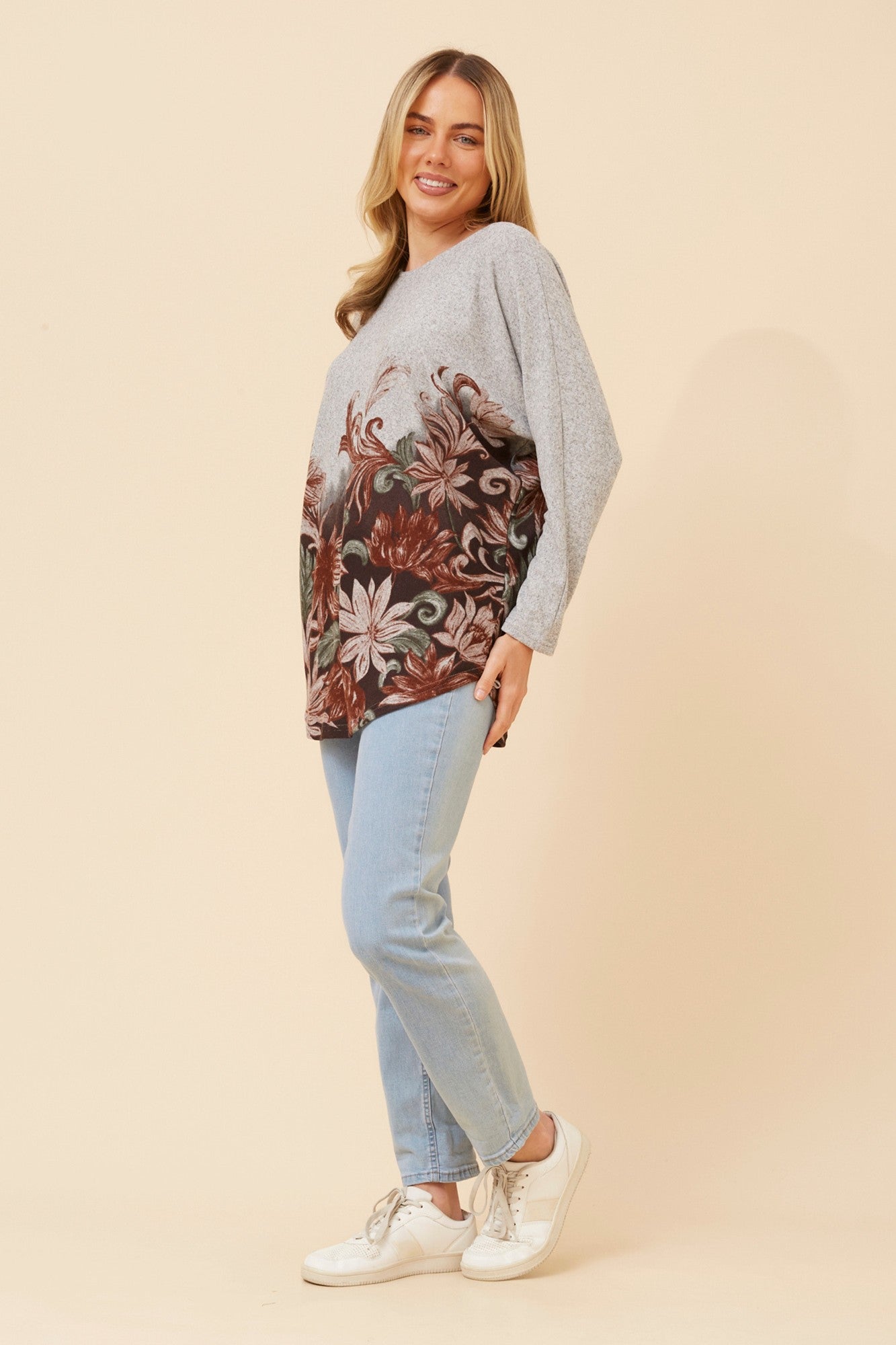 EDMUND FLORAL PRINT TOP (Chocolate)