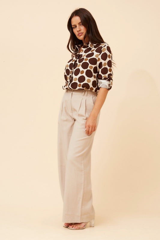 JARRAH POLKA DOT PRINT SHIRT (Chocolate)