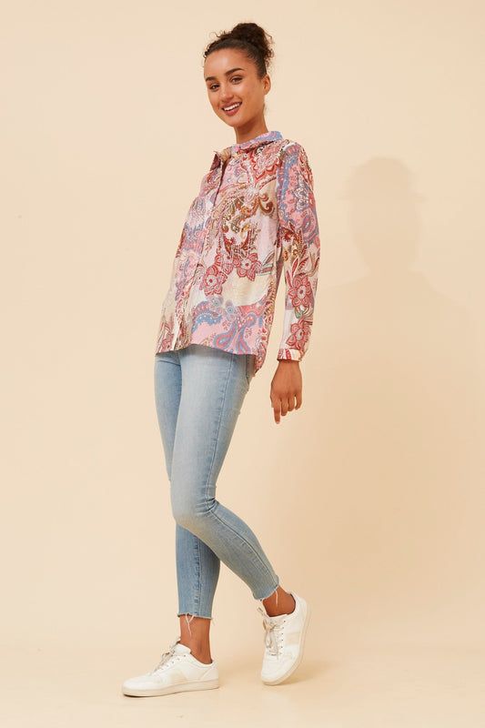 ORENDA ABSTRACT PRINT SHIRT (Multi Pink)