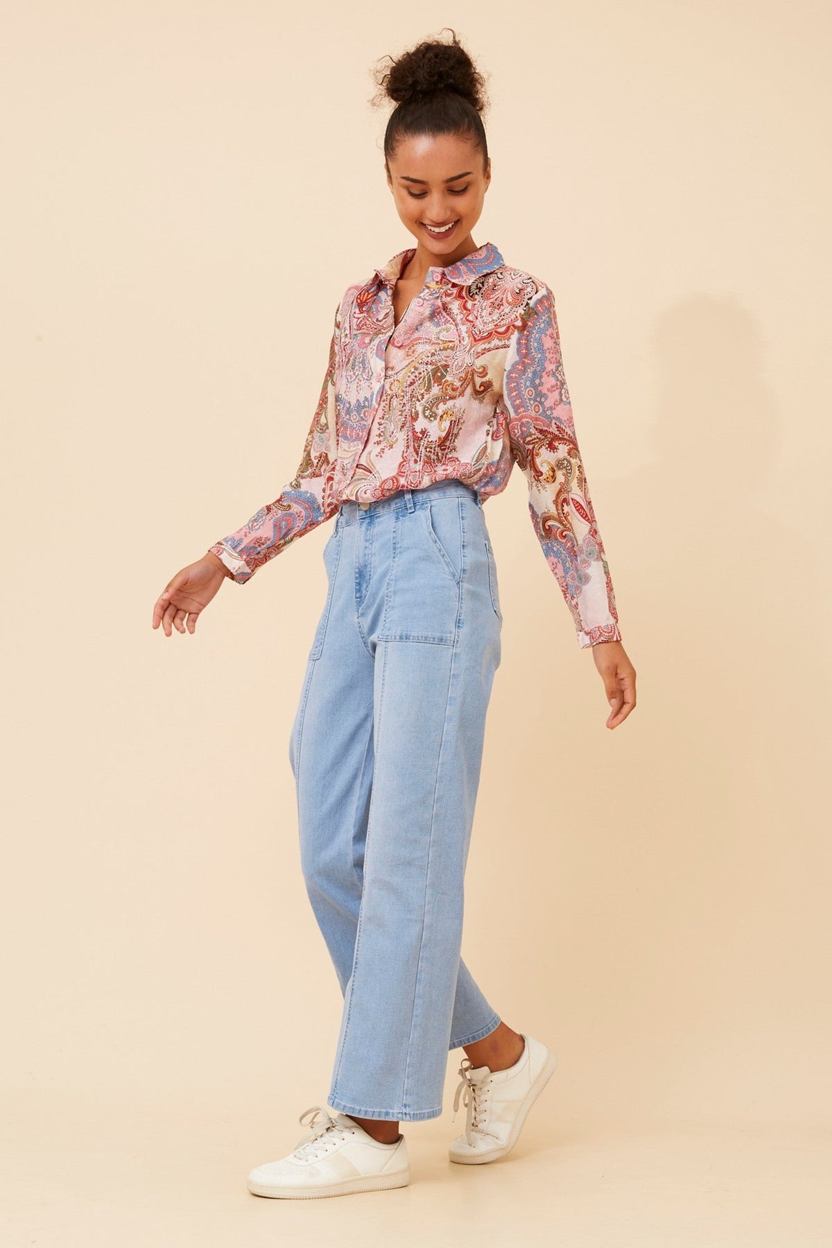 ORENDA ABSTRACT PRINT SHIRT (Multi Pink)