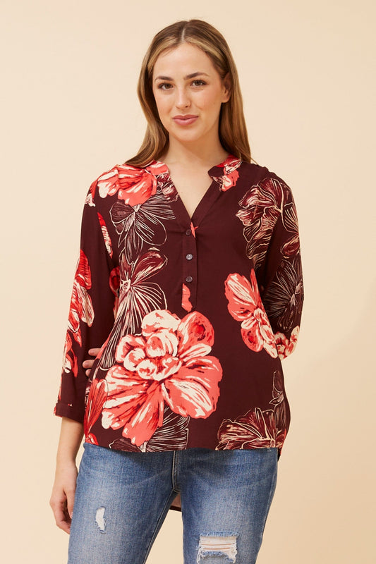 ROMINA FLORAL BLOUSE (Berry)