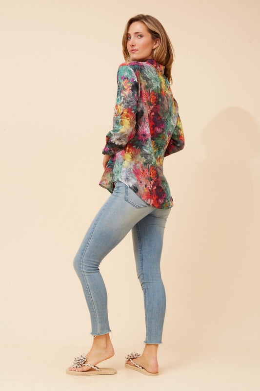 LIANI FLORAL PRINT SHIRT (Multi Green)