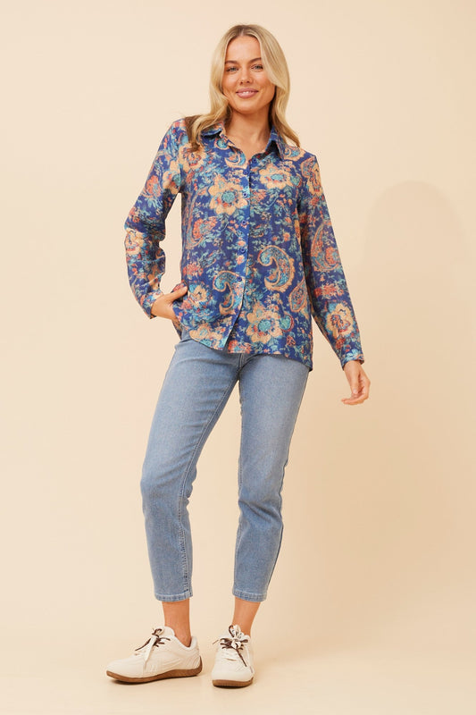 Caroline Morgan Australia ORENDA FLORAL SHIRT (Navy)