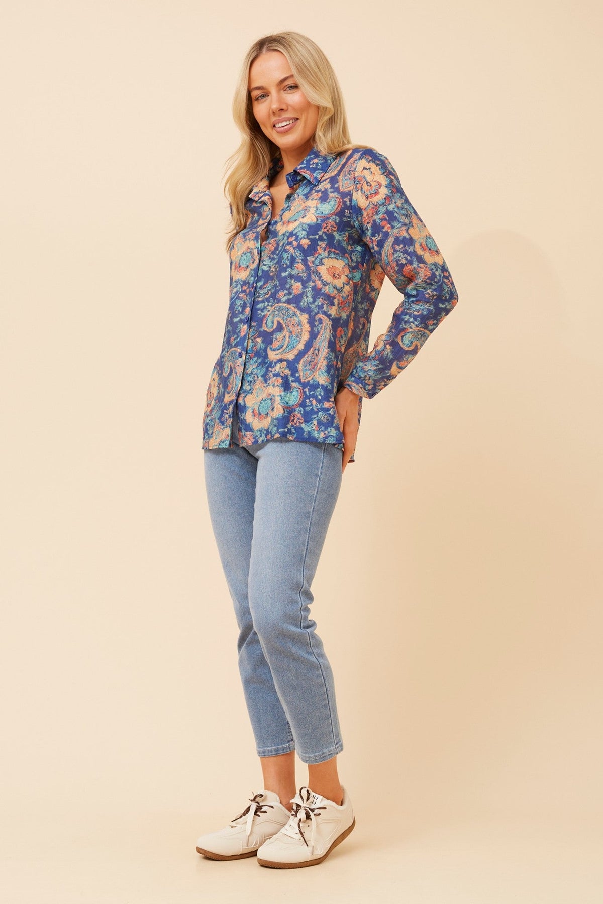 Caroline Morgan Australia ORENDA FLORAL SHIRT (Navy)