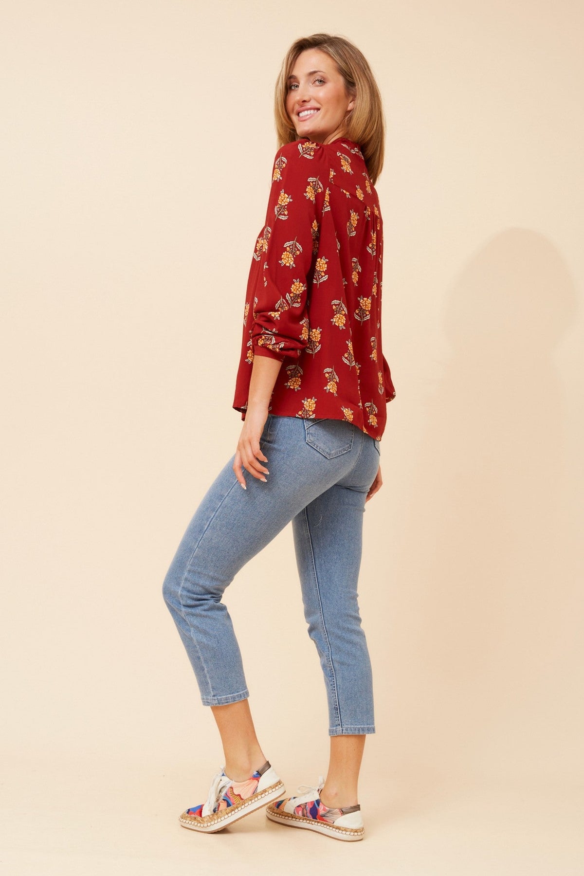 PAVITRA FLORAL TOP (Rust)