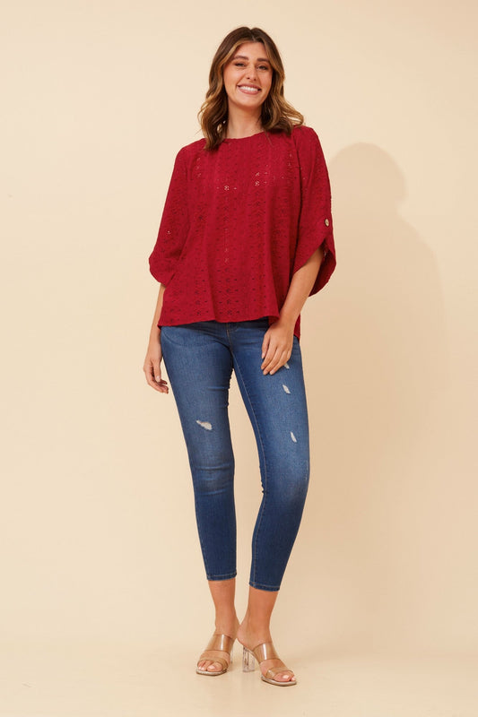 Caroline Morgan Australia SAMANTHA EMBRIODERED TOP (Red)
