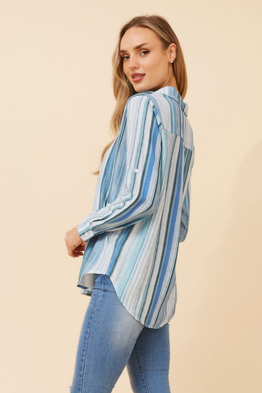 KLAUS STRIPE PRINT SHIRT (Blue)