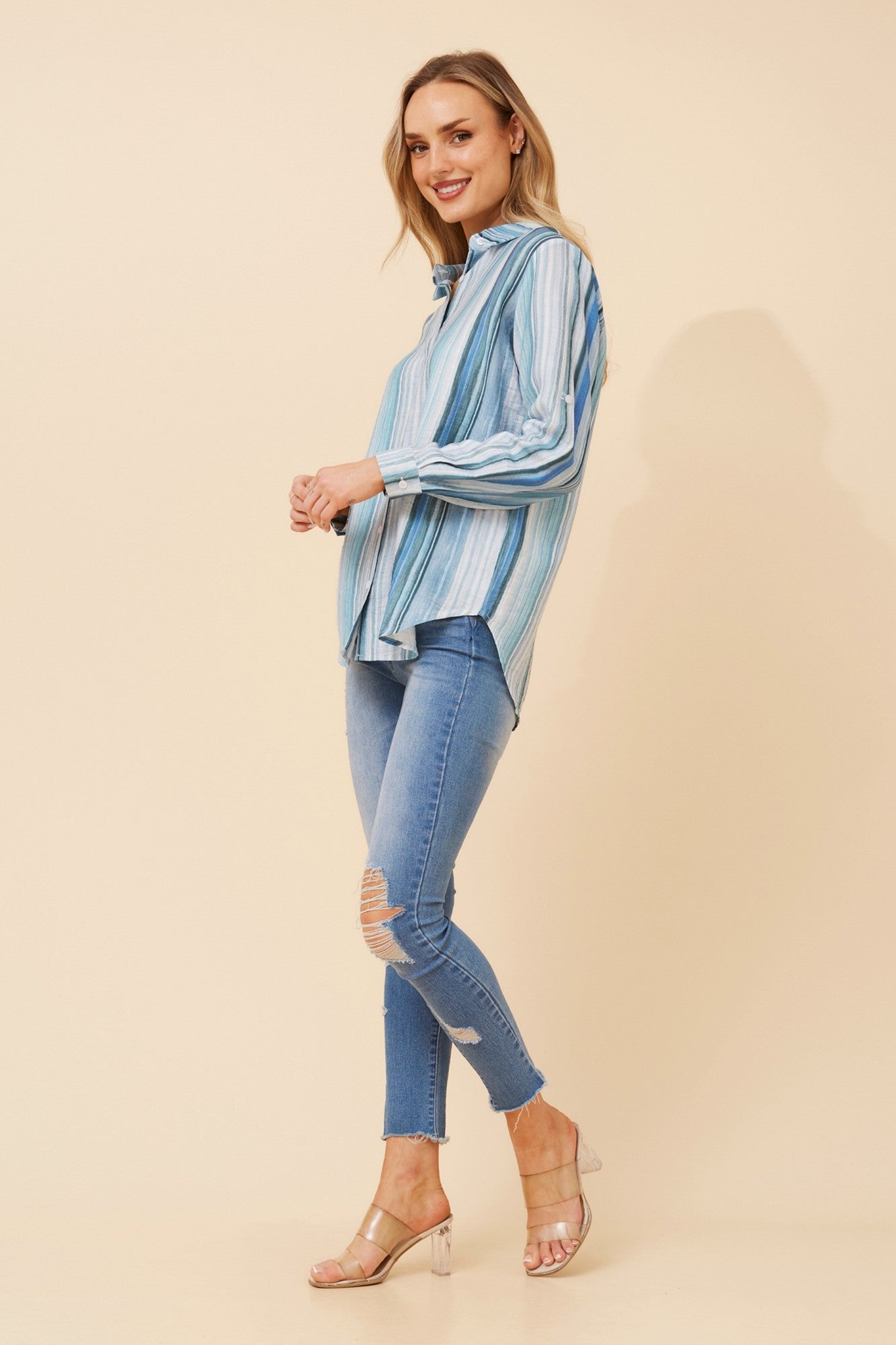 KLAUS STRIPE PRINT SHIRT (Blue)