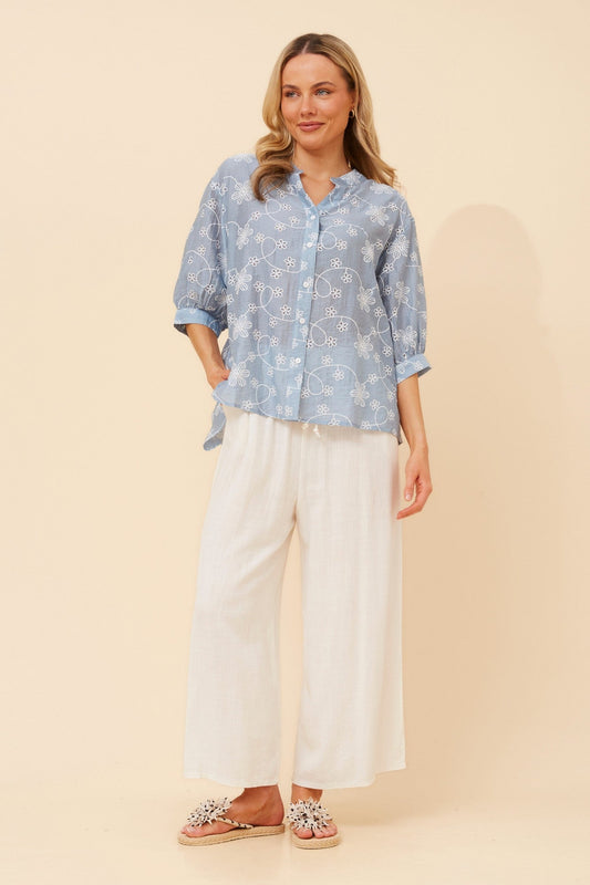 BELINA FLORAL SHIRT (Skylight)