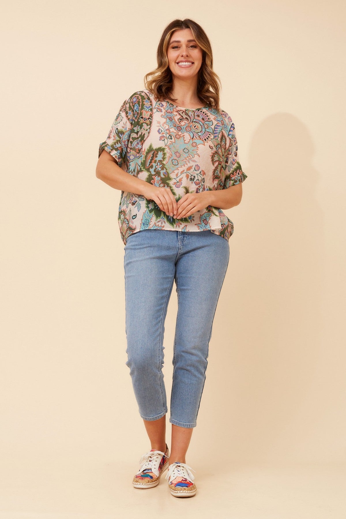 HENDRIX FLORAL TOP (Multi Blue)