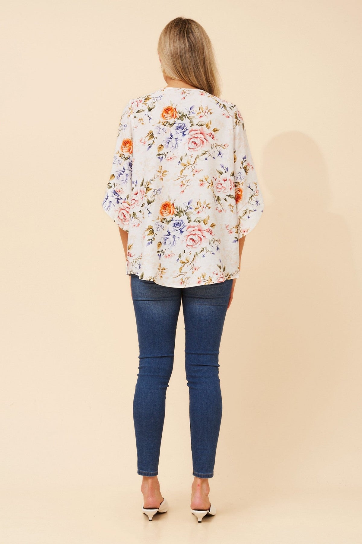 Caroline Morgan Australia SAMANTHA FLORAL TOP (White)