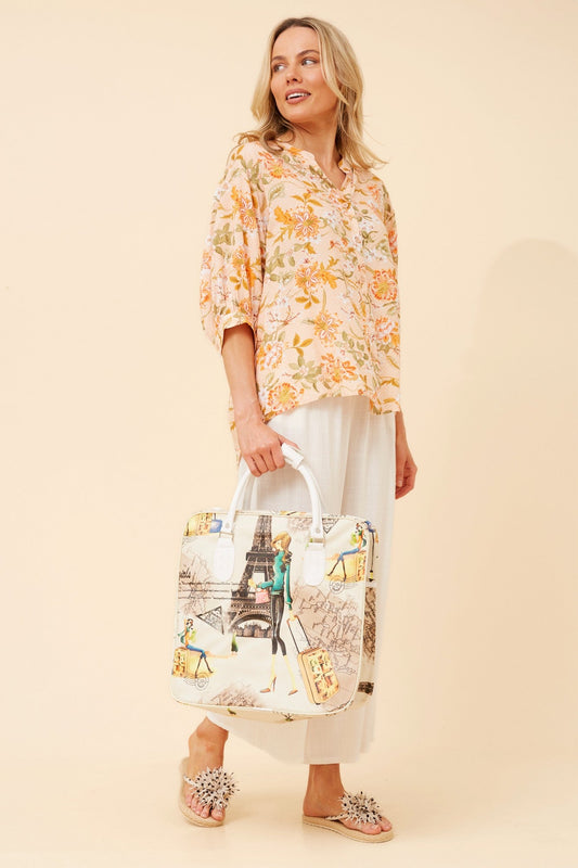 Caroline Morgan Australia BELINA FLORAL SHIRT (Orange)