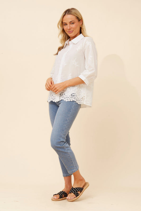 Caroline Morgan Australia KATYE CROCHET SHIRT (White)