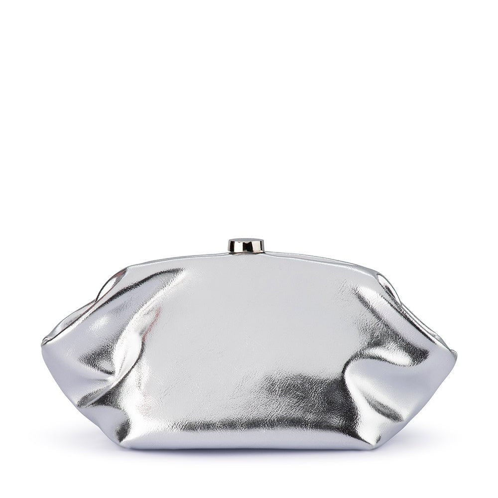 Olga Berg TALLY Metallic Clutch (Silver)