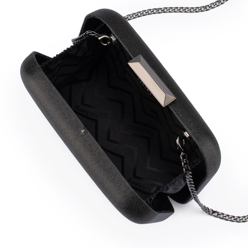 Olga Berg TAMAR Metallic Clutch (Black)
