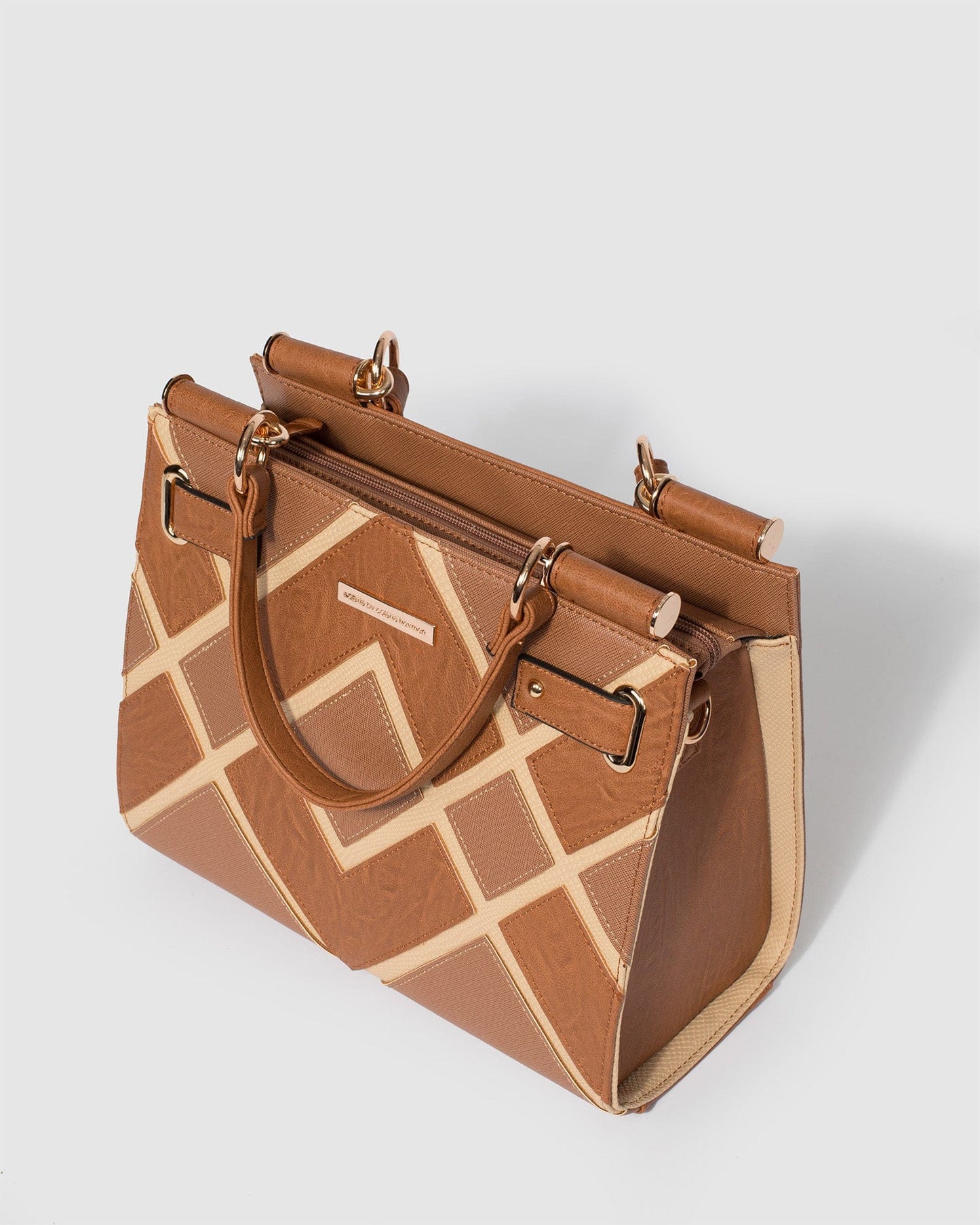 Colette by Colette Hayman Stephanie Diamond Square Tote Bag (Tan)