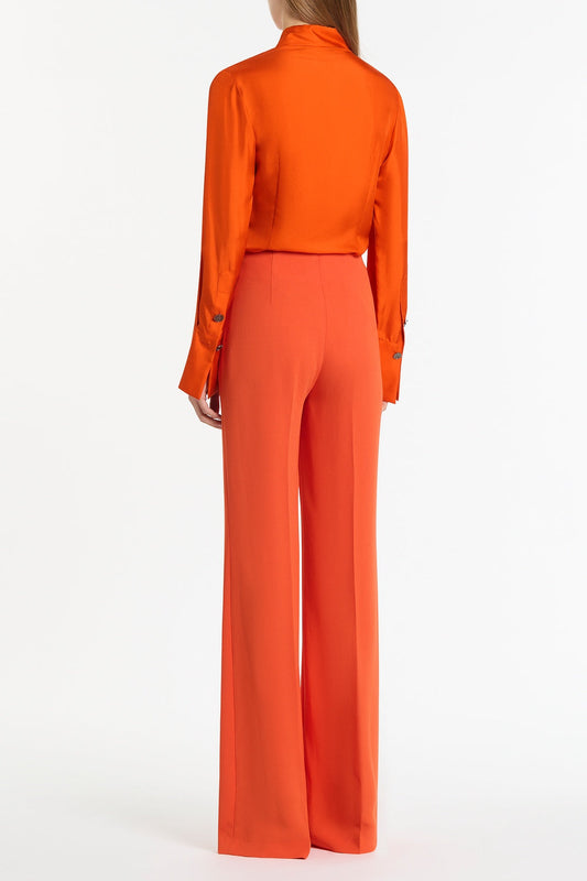 Carla Zampatti Tangerine Silk Twill Long Collar Shirt (Orange)