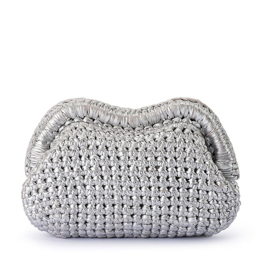 Olga Berg TAYLOR Crochet Clutch (Silver)