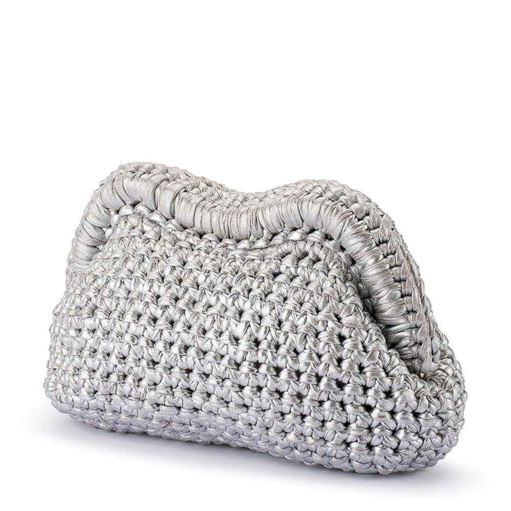 Olga Berg TAYLOR Crochet Clutch (Silver)