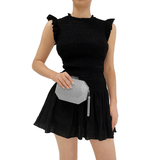 Olga Berg TILLY Hotfix Clutch with Tassel (Silver)