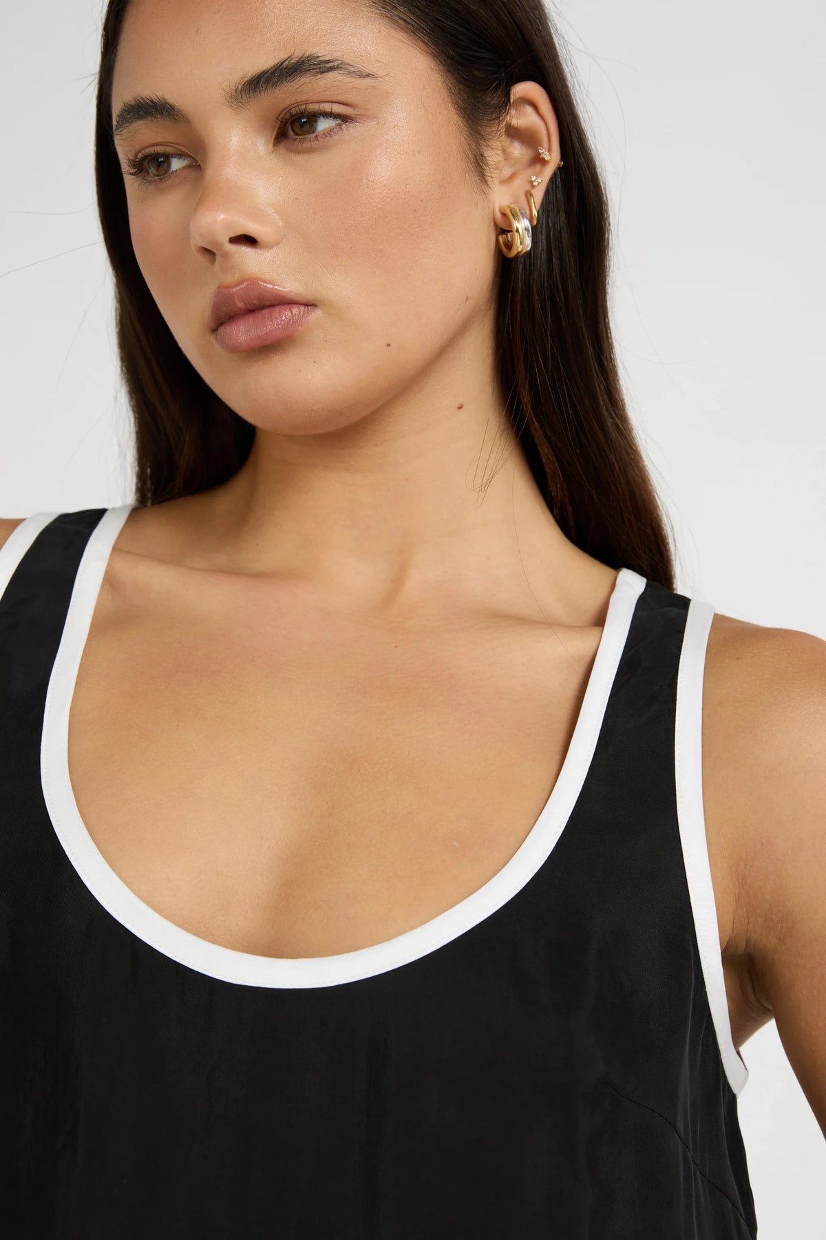 Cupro Contrast Tank (Black)