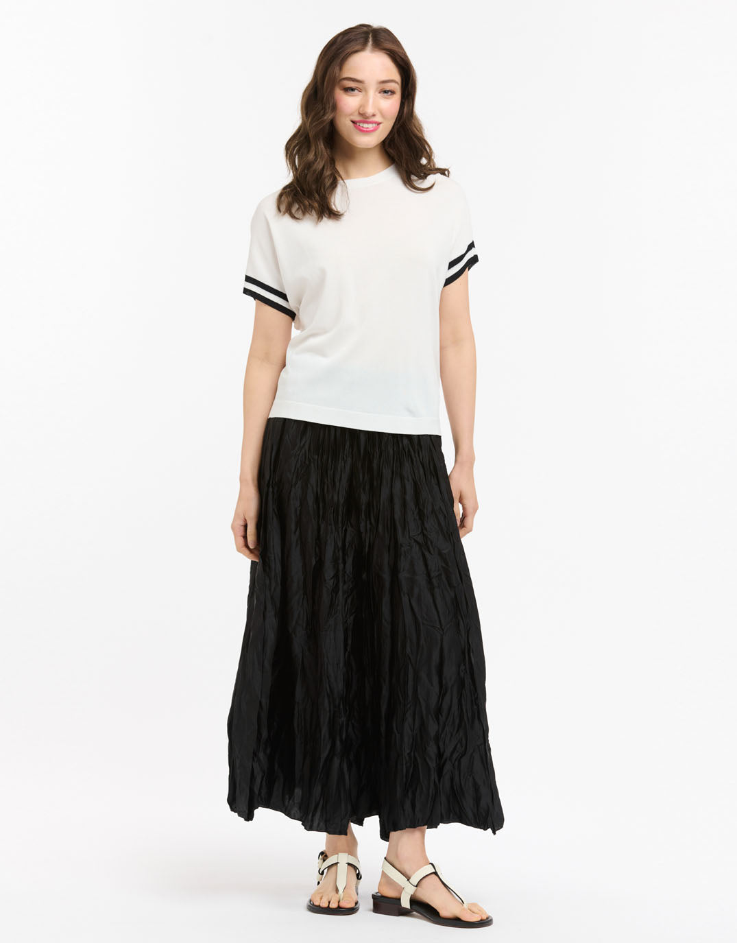 Urban Luxury Knit Top Stripe Cuff (White)